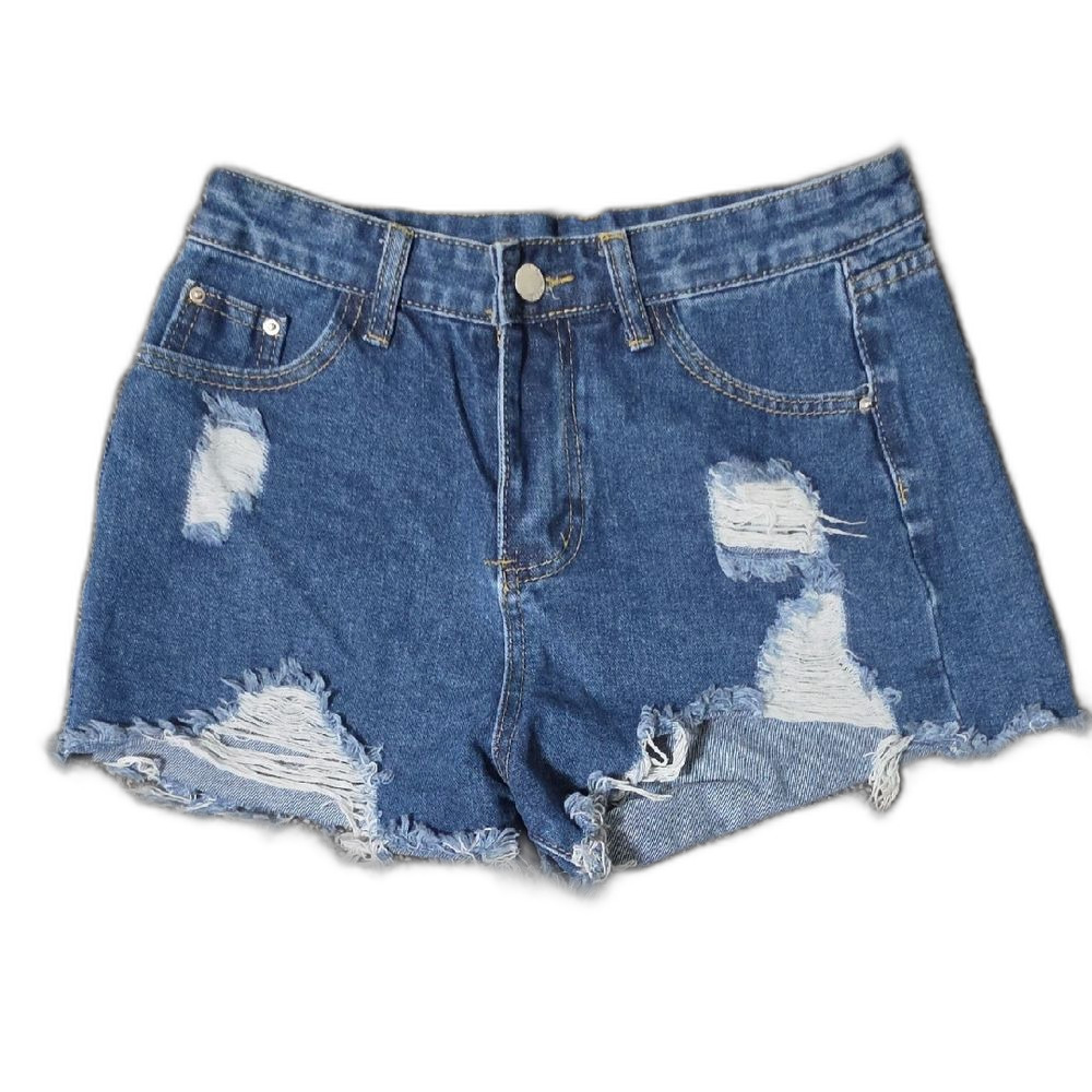 SHEIN Blue Distressed Denim Jean Shorts